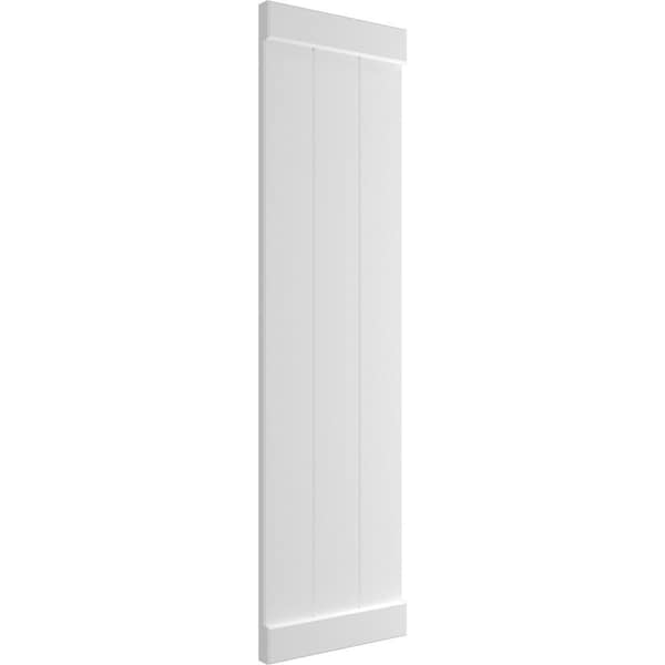 True Fit PVC, Three Board Joined Board-n-Batten Shutters W/End Batten, Unfinished , 16 1/8W X 103H